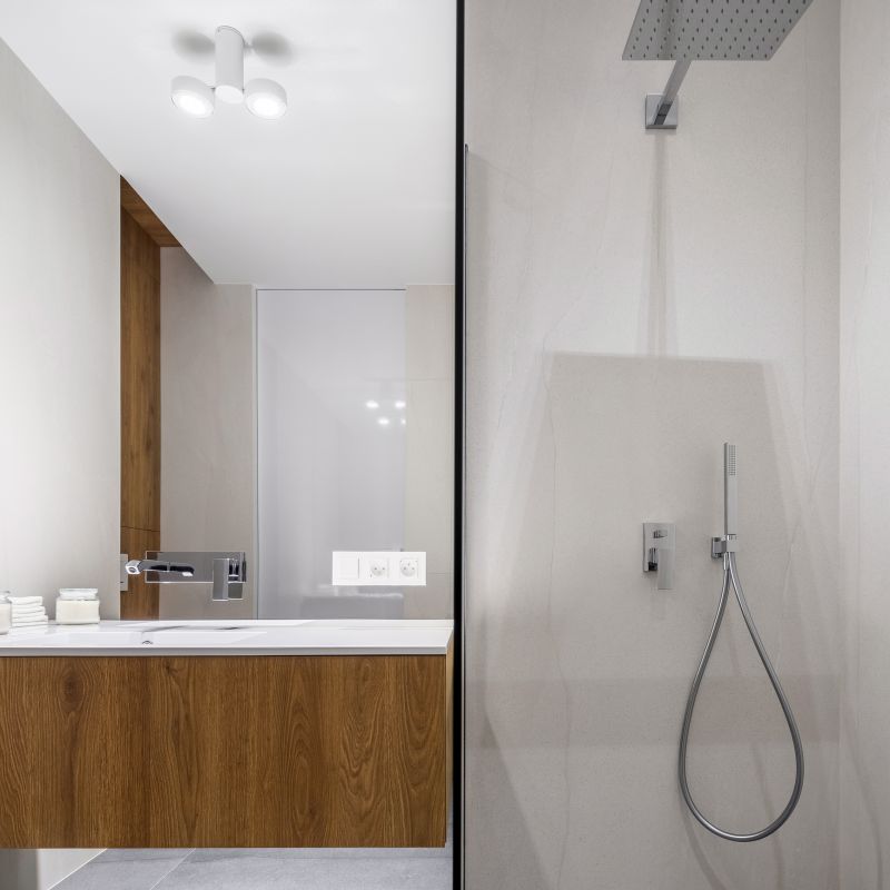 Shower with Space-Saving Fixtures